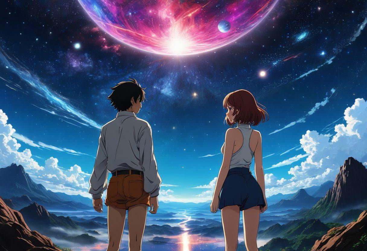 A captivating collage featuring iconic scenes from adult anime throughout the ages, showcasing a timeline effect with each scene reflecting different artistic styles. Include characters in various poses that express emotion and allure, surrounded by a celestial backdrop symbolizing the vast horizons of creativity in hentai. Integrate a futuristic touch with digital elements suggesting the future of adult anime. super-realistic. vibrant colors. dynamic composition.